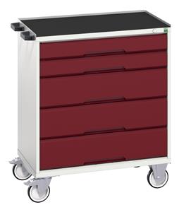 16927002.** verso mobile cabinet with 5 drawers and top tray. WxDxH: 800x550x965mm. RAL 7035/5010 or selected